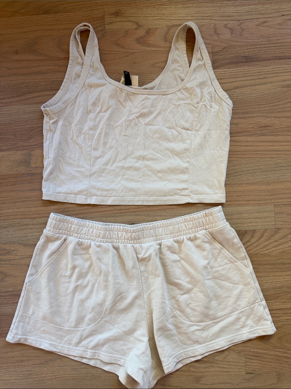 Threshold Cream Tank Crop Top & Shorts Lounge Set